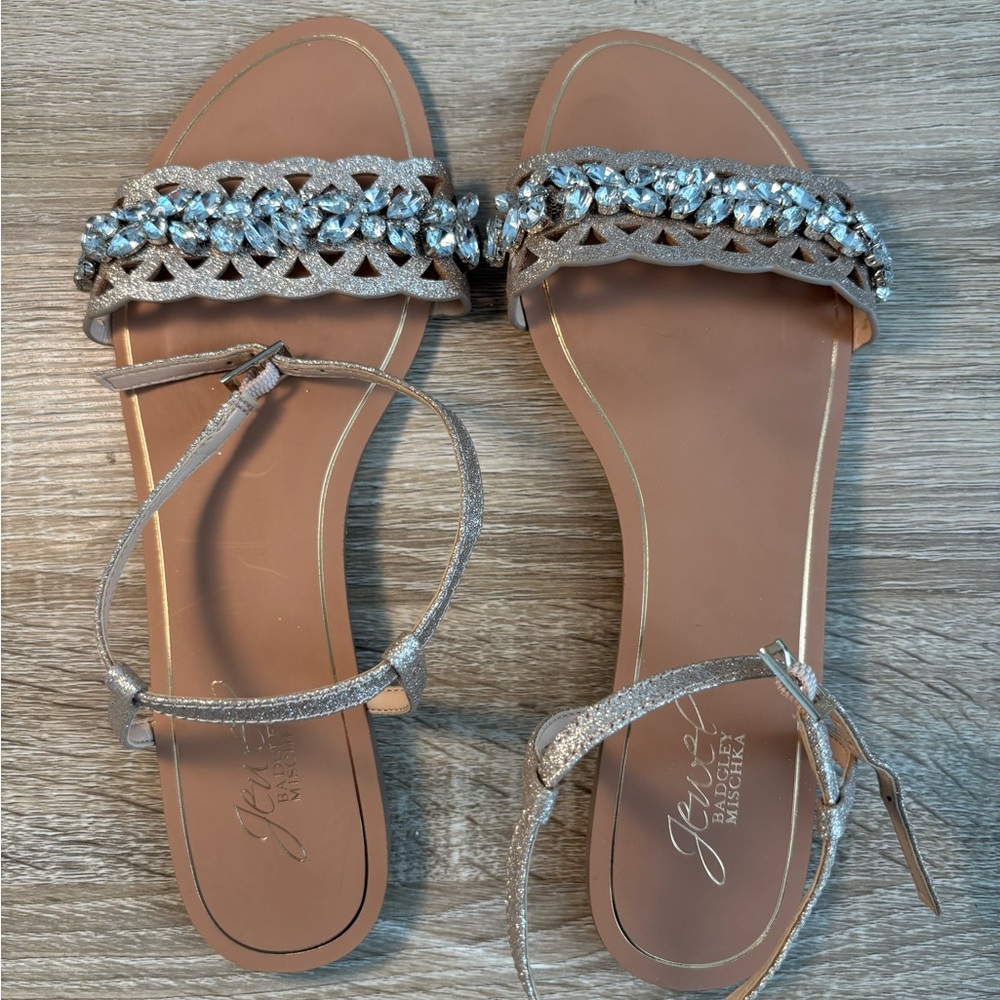 Jewel Badgley Mischka Silver Crystal Sandals